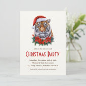 Tiger in a Santa Hat Wild Safariクリスマスパーティー 招待状 (スタンド正面)