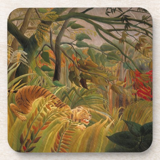 Tiger in a Tropical Storm by Henri Rousseau コースター (正面)