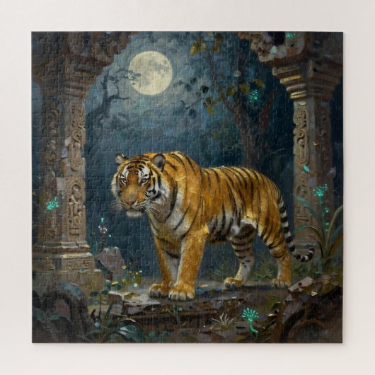 Tiger in Ancient Dunes under the Full Moon ジグソーパズル (縦)