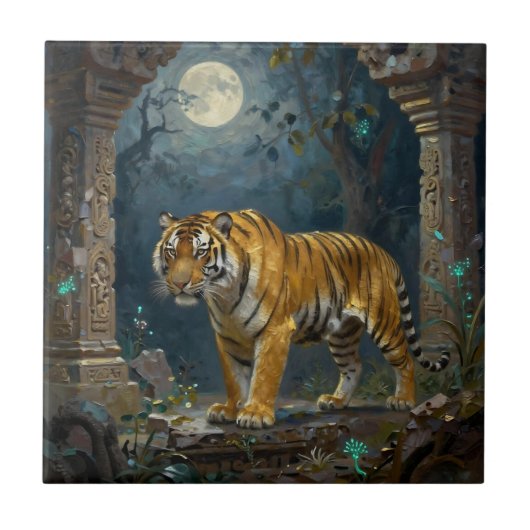 Tiger in Ancient Dunes under the Full Moon タイル (正面)