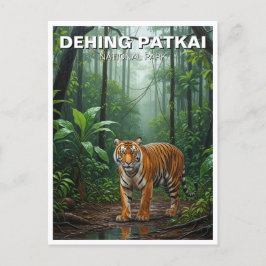 Tiger in Dehing Patkai国立公園インド旅行 ポストカード