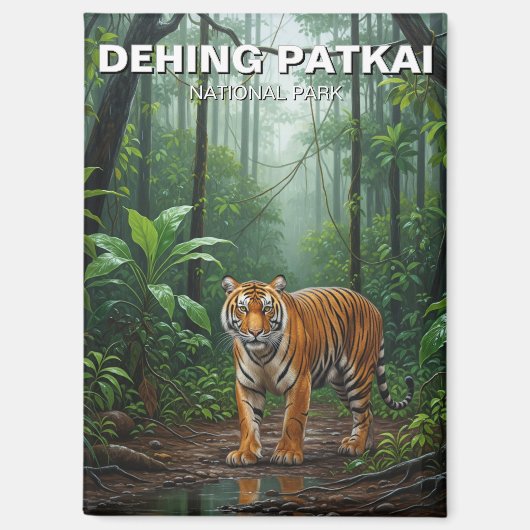 Tiger in Dehing Patkai国立公園インド旅行 マグネット (正面)