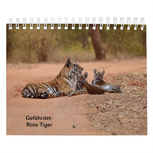 Tiger in Rot als Kalender カレンダー (カバー)