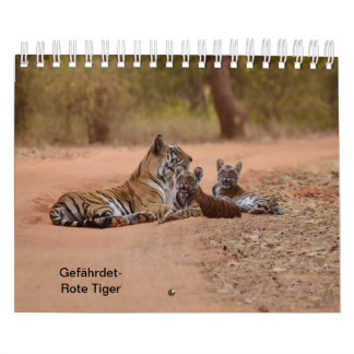 Tiger in Rot als Kalender カレンダー