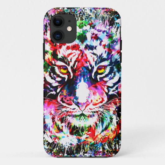 Tiger iPhone 11ケース |カラフル | |抽象芸術アート Case-Mate iPhoneケース (裏面)
