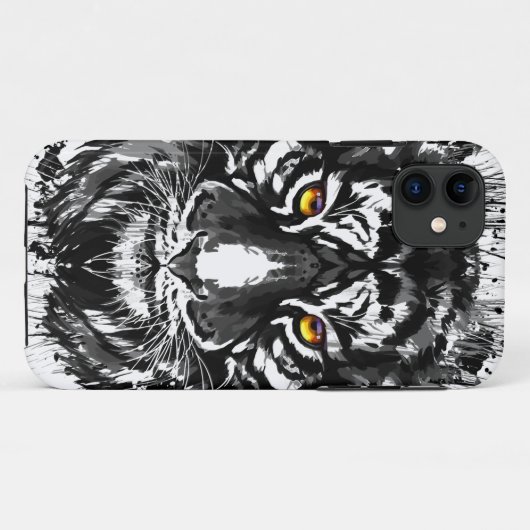 Tiger iPhone 11ケース | Black and White Tiger Case-Mate iPhoneケース (裏面(横))