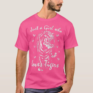 Tiger JUST A GIRL WHO LOVES TIGERS Hearts Retro Vi Tシャツ