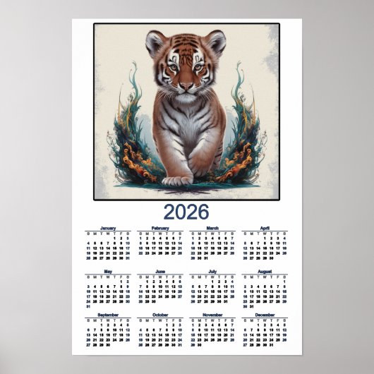 Tiger Kitten 2026 Calendar ポスター (正面)