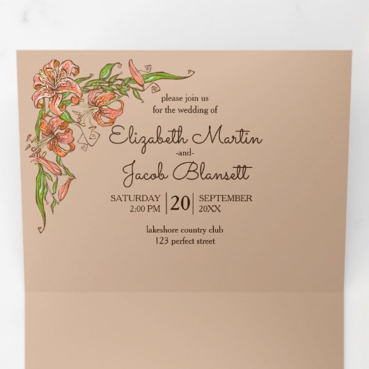 Tiger Lily オールインワン ウェディング 三つ折り招待状 (内部最初)