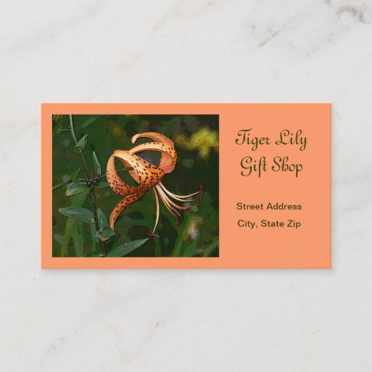 "TIGER LILY" (FLORAL, PHOTOG.) CUSTOMIZABLE 名刺 (正面)