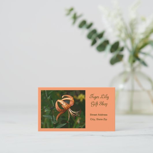 "TIGER LILY" (FLORAL, PHOTOG.) CUSTOMIZABLE 名刺 (スタンド正面)