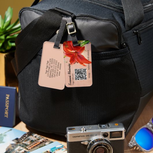 Tiger Lily Photo Business QRコードテンプレート ラゲッジタグ (正面&裏面)