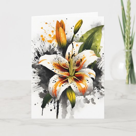 Tiger Lily - Watercolor flowers カード (正面)