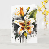 Tiger Lily - Watercolor flowers カード (黄色い花)
