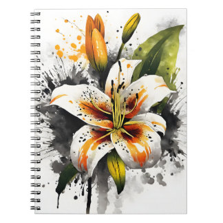 Tiger Lily- Watercolor flowers ノートブック