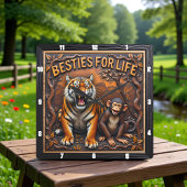 Tiger Monkey Besties Jungle スクエア壁時計