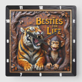 Tiger Monkey Tree Friends スクエア壁時計 (正面)