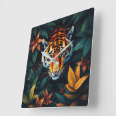 “Tiger of Mine” – Colourful Tiger Portrait スクエア壁時計 (傾斜)