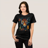 “Tiger of Mine” – Colourful Tiger Portrait トライブレンドTシャツ (正面全面)