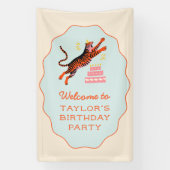 Tiger Party Animals Kids Birthday Welcome 横断幕 (縦)