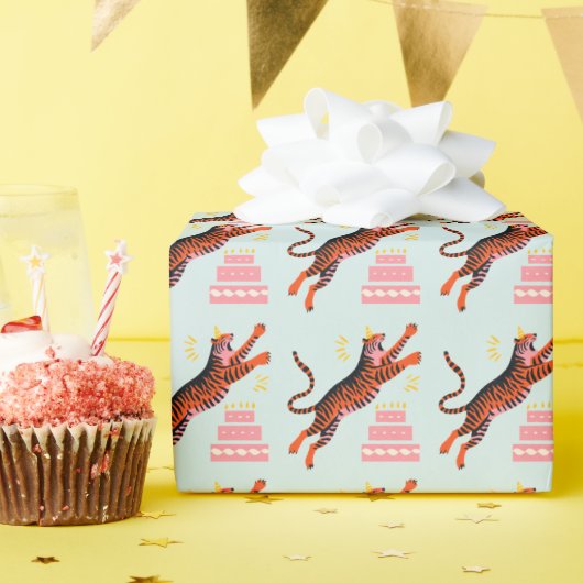 Tiger Party Animals Safari Zoo Birthday ラッピングペーパー (誕生日パーティー)