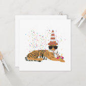 Tiger Partying – 動物のパーティー カード (正面/裏面インサイチュ)