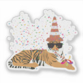Tiger Partying – 動物のパーティー シール (正面)