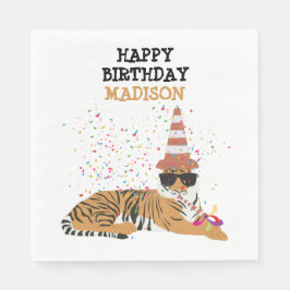 Tiger Partying – 動物のパーティー スタンダードランチョンナプキン