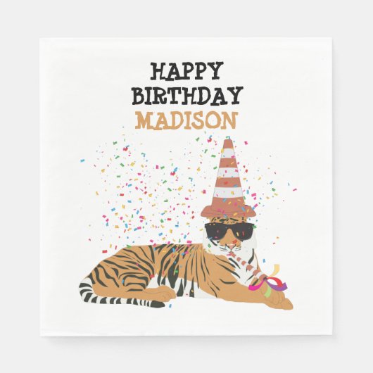 Tiger Partying – 動物のパーティー スタンダードランチョンナプキン (正面)