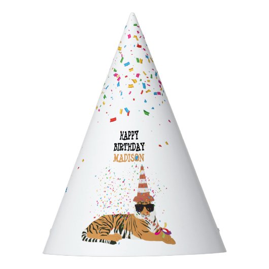 Tiger Partying – 動物のパーティー パーティーハット (正面)