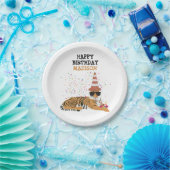 Tiger Partying – 動物のパーティー ペーパープレート (パーティー)