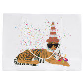 Tiger Partying – 動物のパーティー ラージペーパーバッグ (裏面)