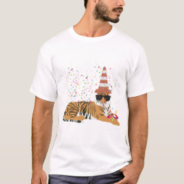 Tiger Partying – 動物のパーティー Tシャツ