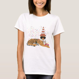 Tiger Partying – 動物のパーティー Tシャツ
