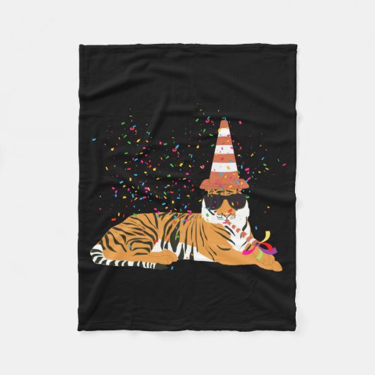 Tiger Partying Animals Having A Party  フリースブランケット (正面)