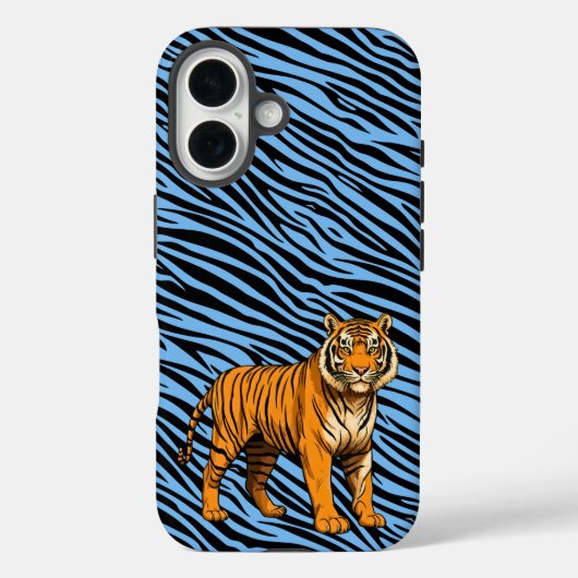 Tiger Pattern in Light Blue with Tiger Case-Mate iPhoneケース (裏面)