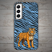 Tiger Pattern in Light Blue with Tiger Samsung Galaxyケース