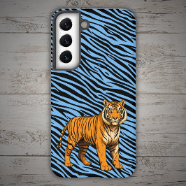 Tiger Pattern in Light Blue with Tiger Samsung Galaxy S22ケース