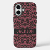 Tiger Pattern in Red and Gray with Name Case-Mate iPhoneケース (裏面)