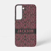 Tiger Pattern in Red and Gray with Name Samsung Galaxyケース (裏面)