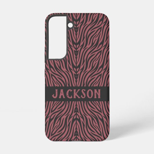 Tiger Pattern in Red and Gray with Name Samsung Galaxyケース (裏面)
