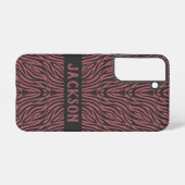 Tiger Pattern in Red and Gray with Name Samsung Galaxyケース (裏面横)