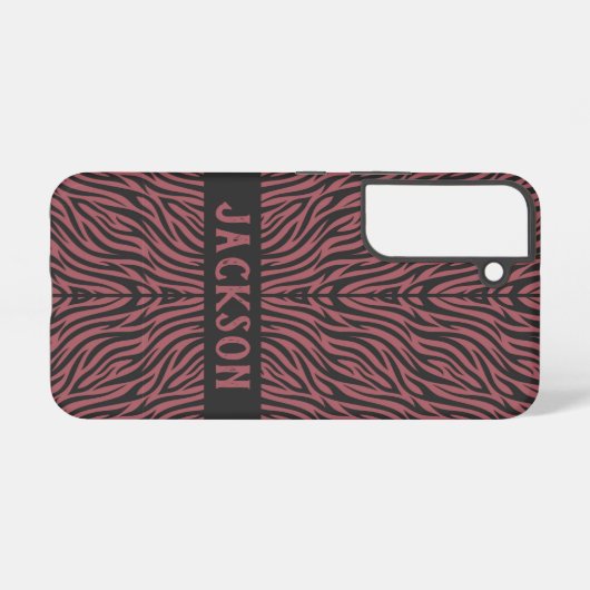 Tiger Pattern in Red and Gray with Name Samsung Galaxyケース (裏面横)