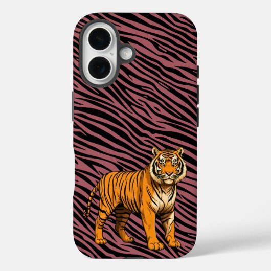 Tiger Pattern in Red with Tiger Case-Mate iPhoneケース (裏面)