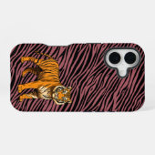 Tiger Pattern in Red with Tiger iPhone 16ケース (裏面横)