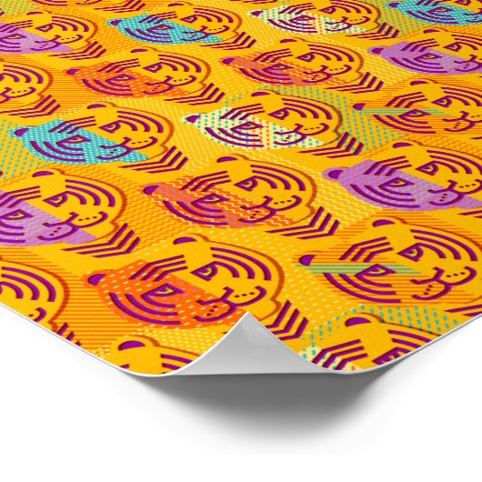 Tiger pattern on dark yellow background ポスター (角)