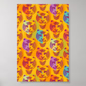 Tiger pattern on dark yellow background ポスター (正面)