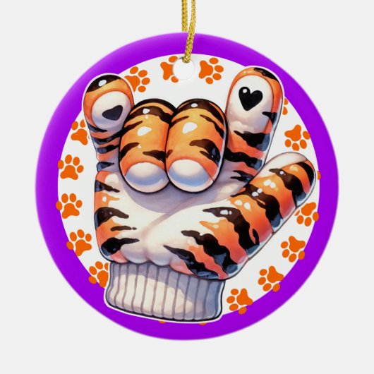 Tiger Paw ASL I LOVE YOU - 裏を見てね！ セラミックオーナメント (正面)