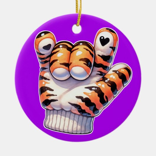 Tiger Paw ASL I LOVE YOU - 裏面参照! セラミックオーナメント (正面)