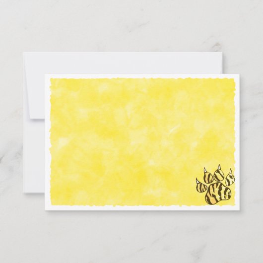 Tiger Paw Print Blank Watercolor ノートカード (正面)